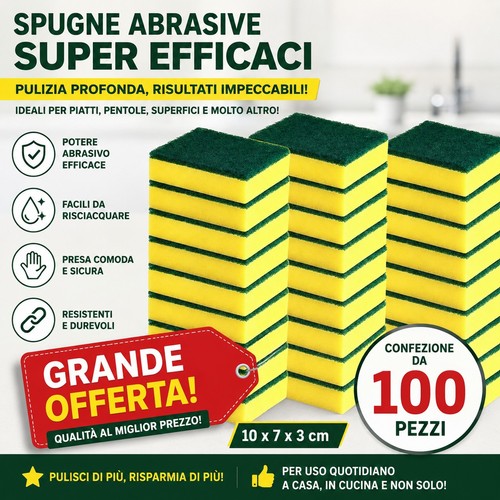 Set 100 pezzi spugne cucina - set,