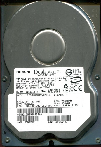 Hitachi deskstar 4gb 5 - 61,4gb, 3,5"