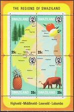 Swaziland 1977 Regioni Mappe Agricoltura Alberi Frutta Arancio Limone Ananas Bovini