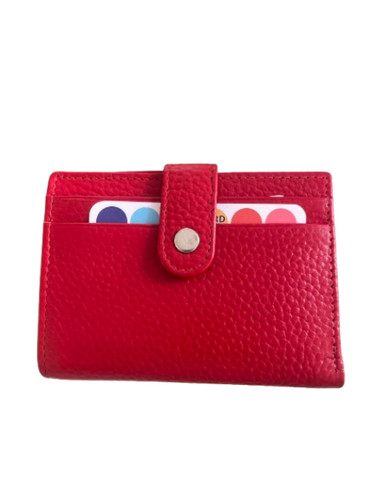 Red genuine leather wallet - leather,