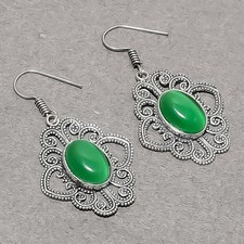 Orecchini verdi Monalisa forma ovale pietre preziose moda gioielli etnici 2,2...