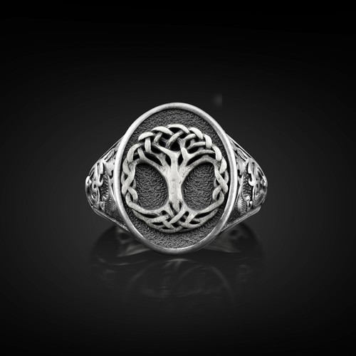 Anello con sigillo ovale - , unico