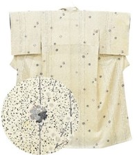 KIMONO GIAPPONESE VINTAGE SETA ACCAPPATOIO GIACCA KOMON PRUGNA TRADIZIONALE 3mt1935P