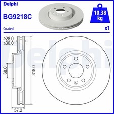 2 dischi freno Delphi BG9218C per B9 A4 Q5 A5 8W5 F53 AUDI 8W2 8WC Avant 8WD A6