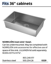 IKEA NORRSJÖN Lavello Cucina