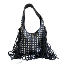 Borsa donna nera con frange in