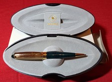 PENNA SFERA OSAMA PLACCATA ORO-VERDE 11 CM -MOVIM. ROTAZIONE- USATO VINTAGE