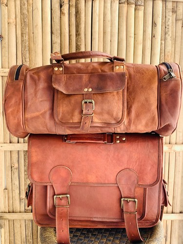 Borsa vintage marrone fatta - , a