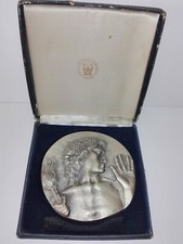 grande medaglia in bronzo argentato di emilio greco x coni in scatola originale
