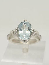 Anello in oro bianco 18 Kt 750 acquamarina 3 ct diamanti 0,02 ct -41/VV-