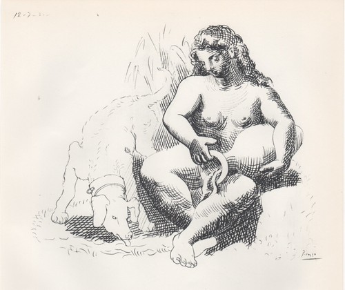 Pablo picasso femme au chien - picasso,
