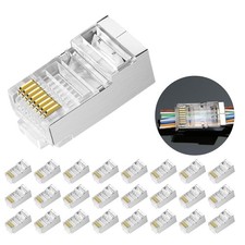 25Pcs Connettori RJ45 CAT6 per Rete, 8P8C RJ45 Plug Ethernet Passanti Placcati O