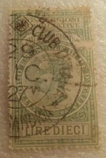 MARCA DA BOLLO-REGNO D'ITALIA-CONCESSIONI GOVERNATIVE-10 LIRE 1924