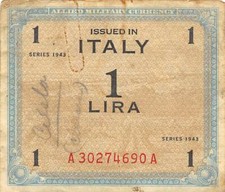 Italy  1  Lira  Series of 1943