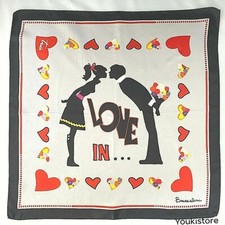 FOULARD BRACCIALINI " LOVE IN ..fall in love "  50X50cm 100% seta MADE IN ITALY