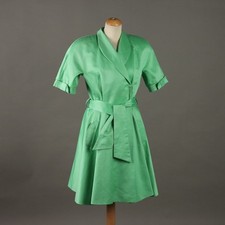 Abito Vintage Pinuccia Botondi Raso Verde Menta Taglia 46 Anni 80 Originale