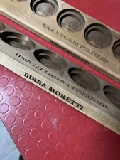 Vassoio in Legno Porta Bicchieri Calici Birra Moretti Pub Bar Taverna Vintage