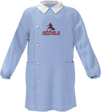 Grembiule Scuola Materna Asilo Infanzia Bimbo Bambino a Quadretti Azzurri Con Bo