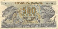Italy   500  Lire  20.6.1966