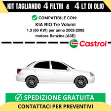 Tagliando per KIA RIO Tre Volumi 1.3 60 kw - 4 Lt di Castrol + 4 Filtri anno ...