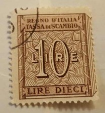 MARCA DA BOLLO-REGNO D'ITALIA-TASSA DI SCAMBIO-10 LIRE-1948-RARO