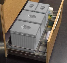 Pattumiera per Base Cestone 90 Cm Sottolavello Cucina - 4 Secchi H. 25 Raccolta 