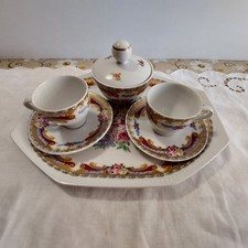 Servizio tazzine caffè in porcellana decori oro con vassoio Limoges Vintage
