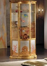 VETRINA ARGENTIERA LEGNO IN FOGLIA ORO/ARGENTO INVECCHIATA DIPINTA A MANO 95PT