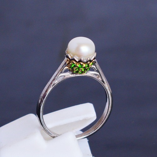 Anello perla cromo - cromo, diopside