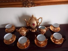 Servizio caffè inizi XX sec -Flores Bavaria porcellana oro zecchino gioiello 