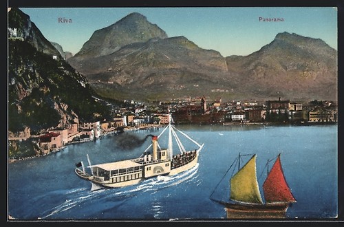 Cartolina riva piroscafo - cartolina, riva,