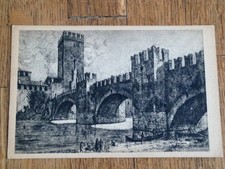 Cartolina postale VERONA Ponte di Castelvecchio Acquaforte di ETTORE FAGIUOLI