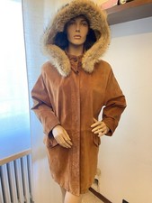 Burberry’s Cappotto In Vera Pelle CappuccioPelo Elegante Blu Tg. 46 It Vintage