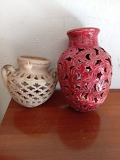 nr. 2 Anfora Traforata, Applique Murale in Terracotta Orientale Marocco Vaso