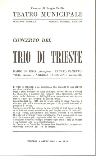 Concerto del trio trieste - concerto, di
