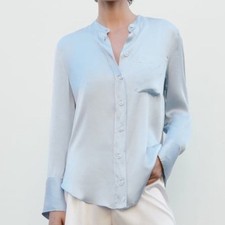 Blusa Zara blu chiaro seta