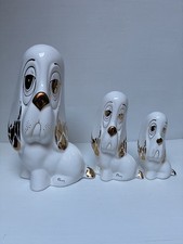 3 Basset Hound Ahura Zanardello Ceramica e oro anni '70