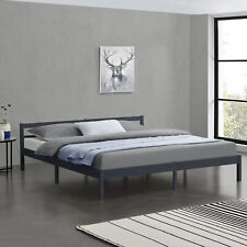 Letto Matrimoniale King Size in Legno di Pino Testiera Bassa 180x200cm Grigio