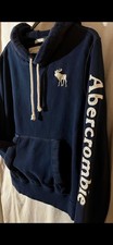 Felpa con cappuccio pullover Abercrombie & Fitch vintage blu navy XXL 
