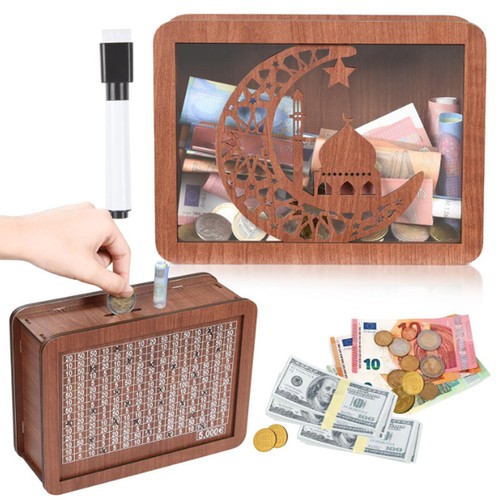 Wooden money box with - wooden,