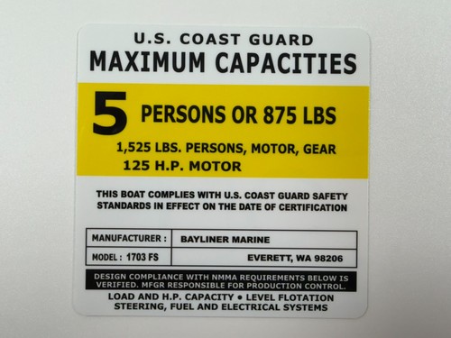 Bayliner 1703 capacity - fs,