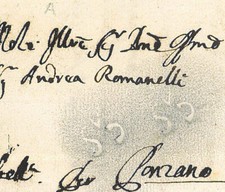 Prefilatelica timbro a secco CSA. Roma 18.12.1773 per Ponzano