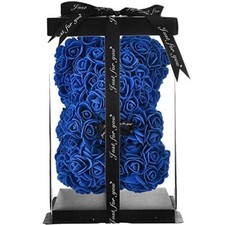 Orsetto Di Rose Orso Peluche Per San Valentino Teddy Bear 25cm colore BLU REALE