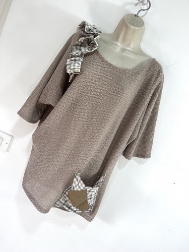 Blusa beige manica corta - beige,