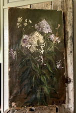 Antico olio su tela floreale