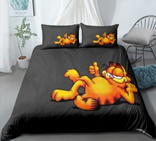Set copripiumino trapuntato letto singolo matrimoniale king super king size Garfield nero