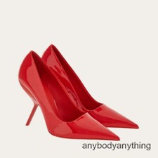 Scarpe sexy donna nuovo design a punta forma speciale pelle nera tacco alto