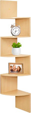 , Libreria Angolare, Scaffale Da Parete, 5 Ripiani, 123 X 19,2Cm, Legno Natural,