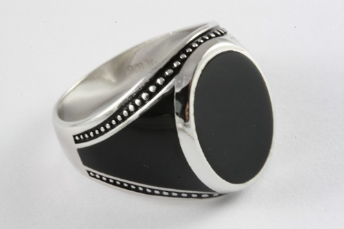 Anello uomo nero pietra - anello,