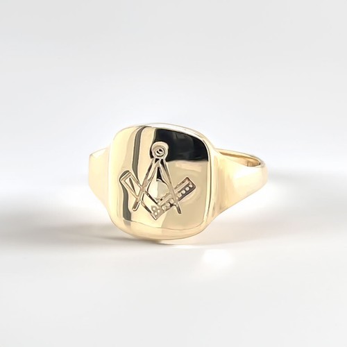 9ct yellow gold masonic signet - gold,